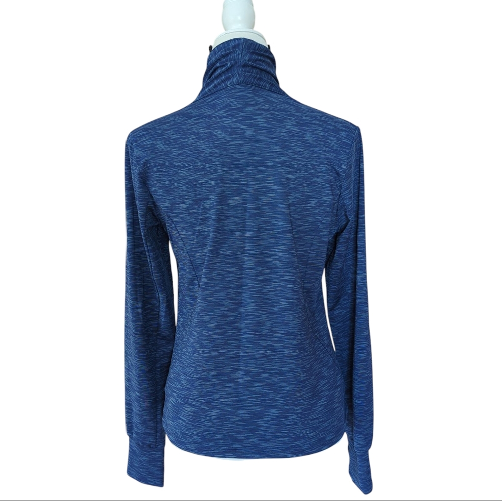 Blue Space Dye Asymmetrical Zipper Athletic Activewear Jacket LARGE Blue - Picture 9 of 13